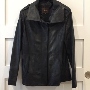 Cole Haan lambskin leather jacket size 6 black